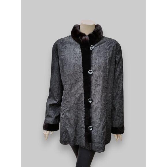 Vintage Black Brown Sheared Mink Reversible Jacket -Medium/Large - Picture 13 of 16